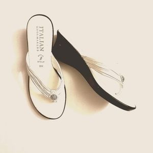 Faux Leather White Sandals